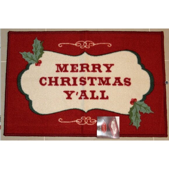 St. Nicholas Square Merry Christmas "Texas Y'All" Printed Rug - Picture 1 of 4